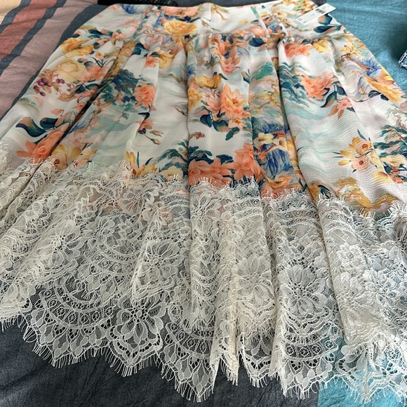 By Anthropology Asymmetrical Lace A-Line Midi Skirt size Large - Picture 4 of 6